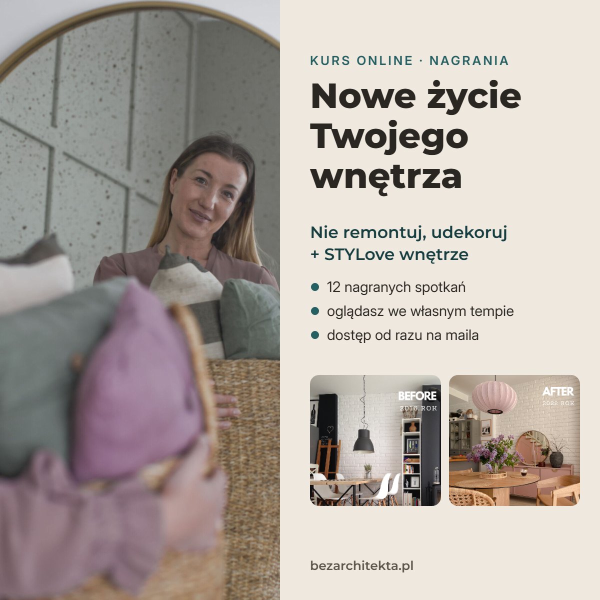 Kurs online w nagraniach „Nowe życie Twojego wnętrza”